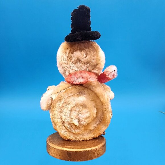 Vintage 1950s Chenille Snowman Ornament Red Nose Hat Scarf Accordion Putz Japan - Picture 6 of 10